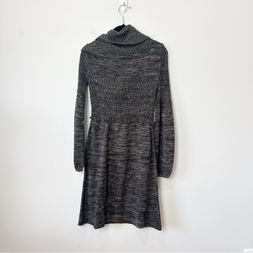 Calvin Klein Sweater Dress Heathered Cowl Neck Black Brown - Picture 2 of 4